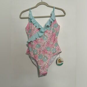 Caden Lane WOMEN'S RUFFLED ONE-PIECE SWIMSUIT | OCEAN PEARL, Medium